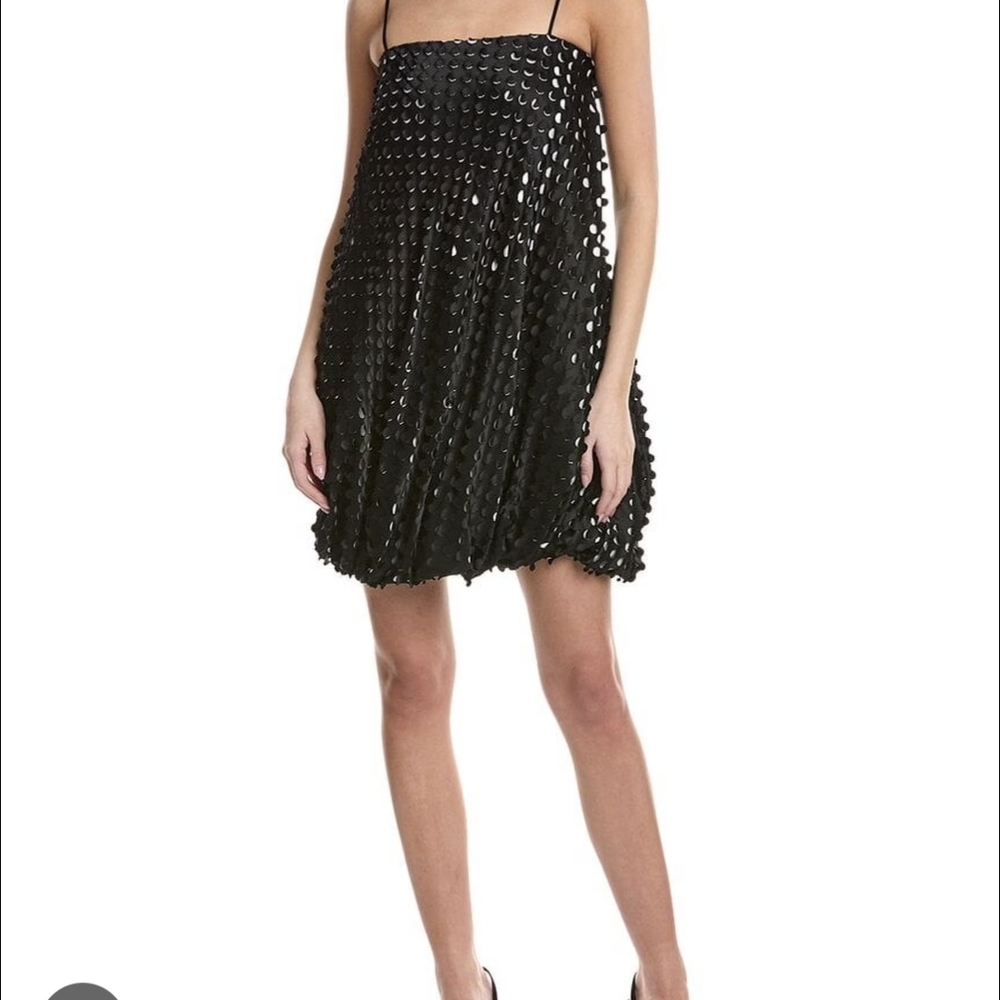Helmut Lang Bubble Mini Black Strapless Dye Cut Dress #070